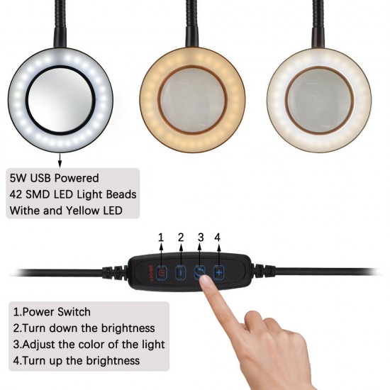 Table Clamp Soldering Stand USB 3X LED Illuminated Magnifier Bench Vise Soldering Holder Welding Third Hand Tool