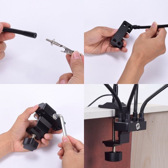 Table Clamp Soldering Stand USB 3X LED Illuminated Magnifier Bench Vise Soldering Holder Welding Third Hand Tool