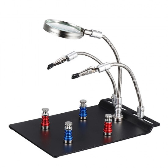 Universal 3 Flexible Arms Soldering Station Holder PCB Fixture Helping Hands with 4Pcs Magnetic Column Universal 3 Flexible Arms Soldering Station Holder PCB Fixture Helping Hands with 4Pcs Magnetic Column