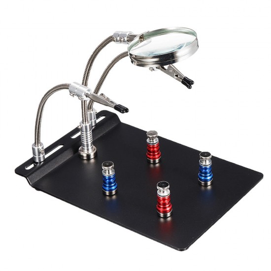 Universal 3 Flexible Arms Soldering Station Holder PCB Fixture Helping Hands with 4Pcs Magnetic Column Universal 3 Flexible Arms Soldering Station Holder PCB Fixture Helping Hands with 4Pcs Magnetic Column