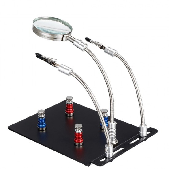 Universal 3 Flexible Arms Soldering Station Holder PCB Fixture Helping Hands with 4Pcs Magnetic Column Universal 3 Flexible Arms Soldering Station Holder PCB Fixture Helping Hands with 4Pcs Magnetic Column