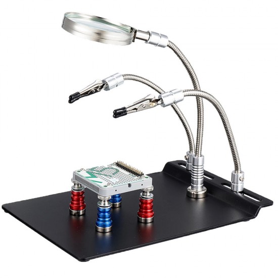 Universal 3 Flexible Arms Soldering Station Holder PCB Fixture Helping Hands with 4Pcs Magnetic Column Universal 3 Flexible Arms Soldering Station Holder PCB Fixture Helping Hands with 4Pcs Magnetic Column
