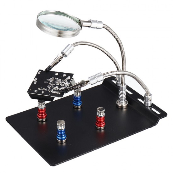 Universal 3 Flexible Arms Soldering Station Holder PCB Fixture Helping Hands with 4Pcs Magnetic Column Universal 3 Flexible Arms Soldering Station Holder PCB Fixture Helping Hands with 4Pcs Magnetic Column