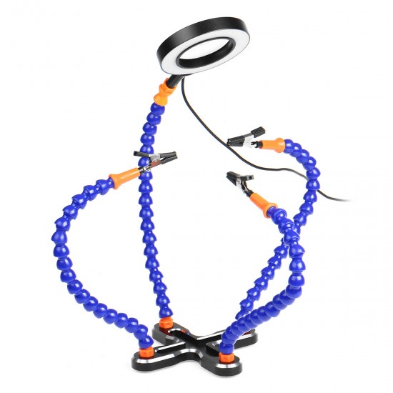 With LED Magnifier Soldering PCB Holder LED Magnifier Table Clamp Flexible 4 Arm Helping Hand Tool With LED Magnifier Soldering PCB Holder LED Magnifier Table Clamp Flexible 4 Arm Helping Hand Tool