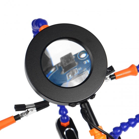 With LED Magnifier Soldering PCB Holder LED Magnifier Table Clamp Flexible 4 Arm Helping Hand Tool With LED Magnifier Soldering PCB Holder LED Magnifier Table Clamp Flexible 4 Arm Helping Hand Tool