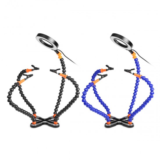 With LED Magnifier Soldering PCB Holder LED Magnifier Table Clamp Flexible 4 Arm Helping Hand Tool With LED Magnifier Soldering PCB Holder LED Magnifier Table Clamp Flexible 4 Arm Helping Hand Tool