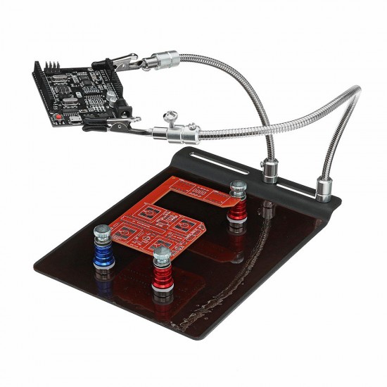 YP-004 Universal PCB Fixture Base Arms Soldering Station PCB Fixture Helping Hands Electronic DIY Tools with 2 Flexible Arms