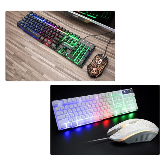 104 Key USB Wired Gaming Keyboard and Mouse 1600 DPI Set with Mouse Pad Waterproof Backlight for Laptop Computer PC