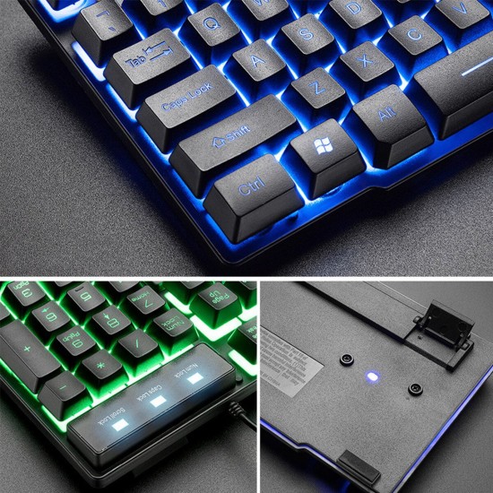104 Key USB Wired Gaming Keyboard and Mouse 1600 DPI Set with Mouse Pad Waterproof Backlight for Laptop Computer PC