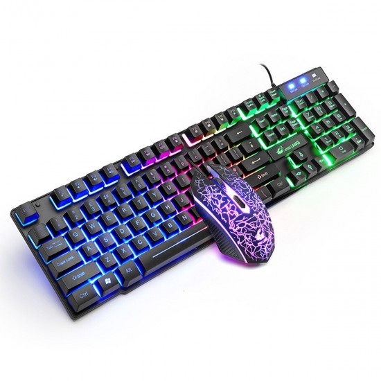 104 Key USB Wired Gaming Keyboard and Mouse 1600 DPI Set with Mouse Pad Waterproof Backlight for Laptop Computer PC