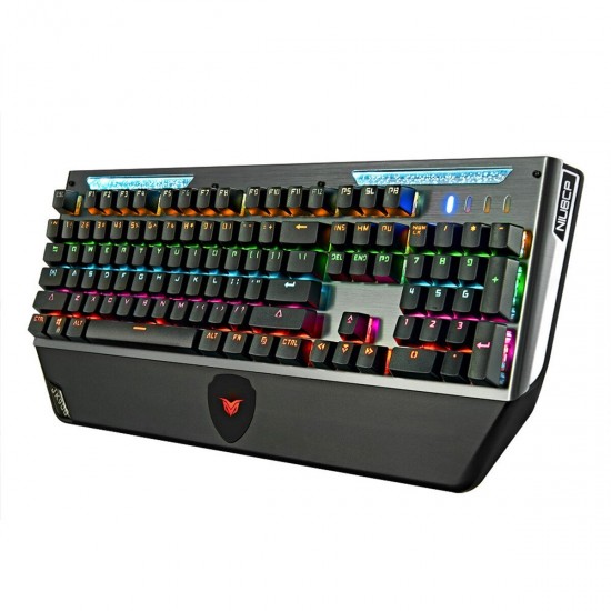 104 Key Wired Mechanical Gaming Keyboard with Hand Rest RGB Backlight Bule Switch Waterproof USB Keyboard