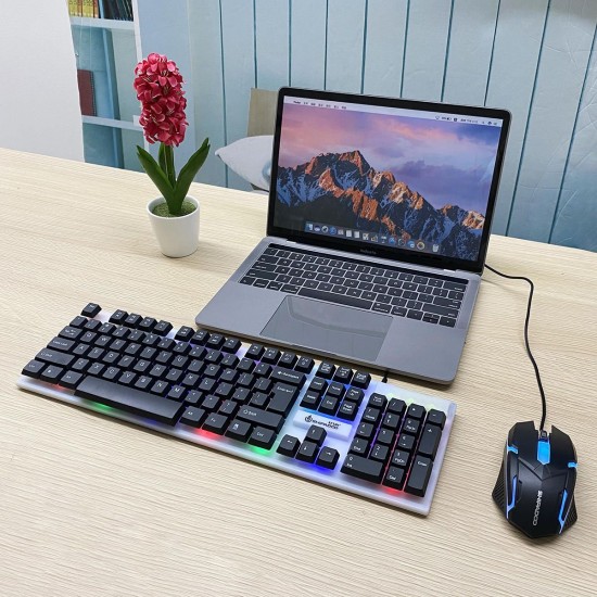 104 Keys RGB Backlit Wired Gaming Keyboard and 1600 DPI Gaming Mouse Set for PC Laptop 104 Keys RGB Backlit Wired Gaming Keyboard and 1600 DPI Gaming Mouse Set for PC Laptop