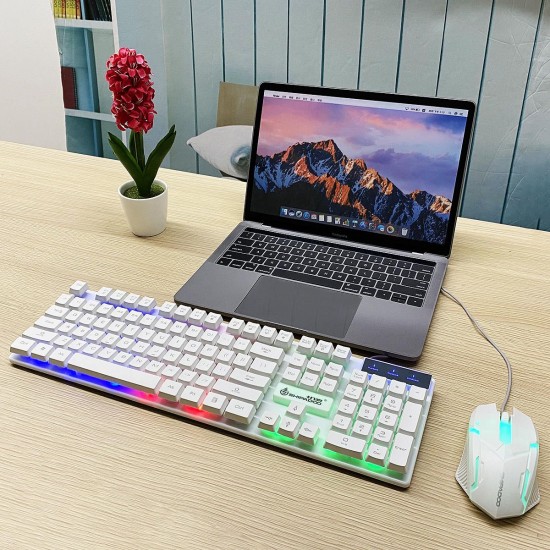 104 Keys RGB Backlit Wired Gaming Keyboard and 1600 DPI Gaming Mouse Set for PC Laptop 104 Keys RGB Backlit Wired Gaming Keyboard and 1600 DPI Gaming Mouse Set for PC Laptop