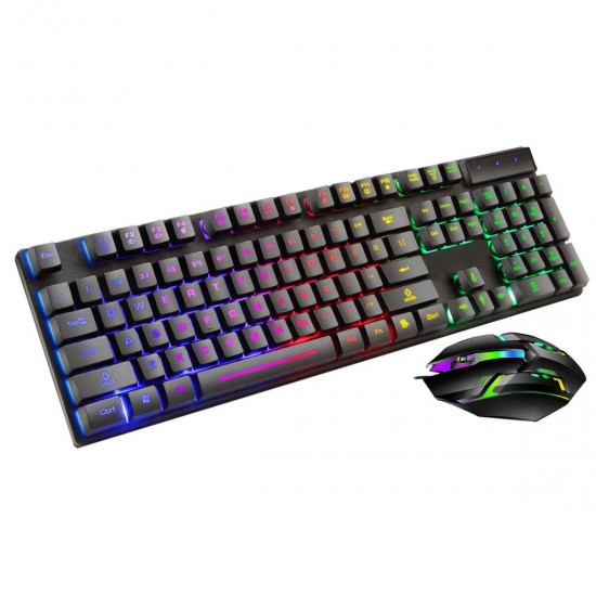 104 Keys Wired Mechanical Keyboard & Mouse Set RGB Backlight Gaming Keyboard 1000DPI Ergonomic Mouse