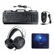 3-In-1 USB Wired 3200DPI Mouse Colorful Headset Rainbow Backlight Mechanical Keyboard Set with Mouse Pad for Desktop Computer Notebook