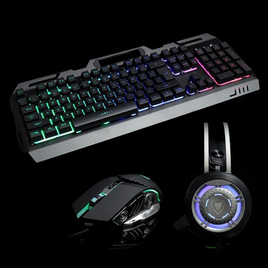 3-In-1 USB Wired 3200DPI Mouse Colorful Headset Rainbow Backlight Mechanical Keyboard Set with Mouse Pad for Desktop Computer Notebook 3-In-1 USB Wired 3200DPI Mouse Colorful Headset Rainbow Backlight Mechanical Keyboard Set with Mouse Pad for Desktop Computer Notebook