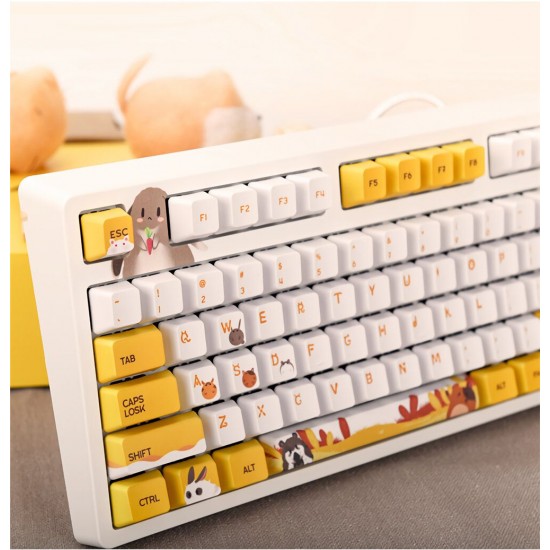 104 Keys Wired Mechanical Keyboard Cute Animals Pattern Switch OEM Profile PBT Keycaps Office Gaming Keyboard 104 Keys Wired Mechanical Keyboard Cute Animals Pattern Switch OEM Profile PBT Keycaps Office Gaming Keyboard