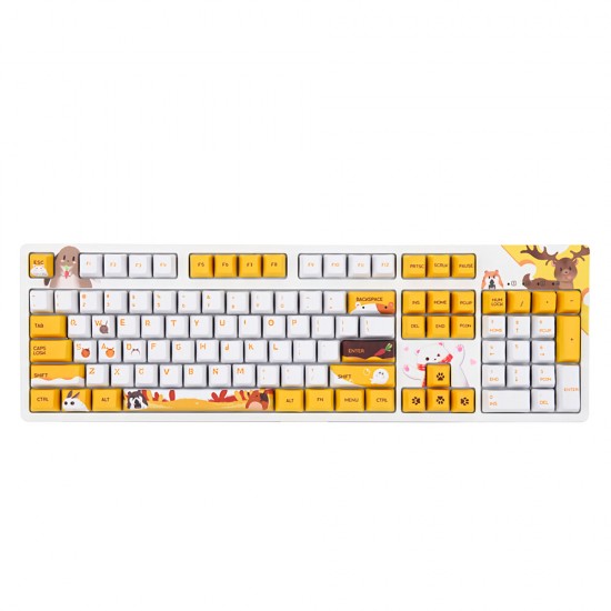 104 Keys Wired Mechanical Keyboard Cute Animals Pattern Switch OEM Profile PBT Keycaps Office Gaming Keyboard