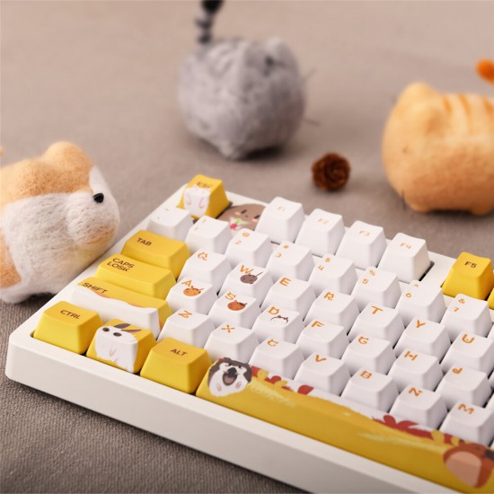 104 Keys Wired Mechanical Keyboard Cute Animals Pattern Switch OEM Profile PBT Keycaps Office Gaming Keyboard