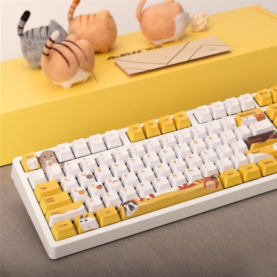 104 Keys Wired Mechanical Keyboard Cute Animals Pattern Switch OEM Profile PBT Keycaps Office Gaming Keyboard