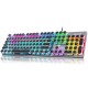 F2016 Wired Mechanical Keyboard 104 Keys Punk Plating Suspension Translucent Character Round Keycaps Blue Switch Gaming Keyboard