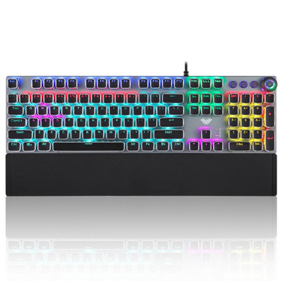 F2088 Punk Keycap Blue/Brown Switch Mechanical Gaming Keyboard with Backlit/Volume Knob