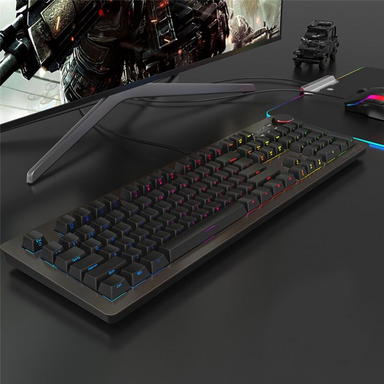 AK60S RGB Linkage Keyboard & Mouse & Mouse Pad Set 3-in-1 RGB Lighting Effect Linkage Wired Keyboard Mouse Combo