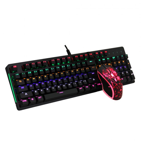 Mechanical Keyboard & Mouse Combo 104 Keys Wired Game Keyboard 2400DPI Programmable Buttons Gaming Mouse with RGB Backlight Mechanical Keyboard & Mouse Combo 104 Keys Wired Game Keyboard 2400DPI Programmable Buttons Gaming Mouse with RGB Backlight