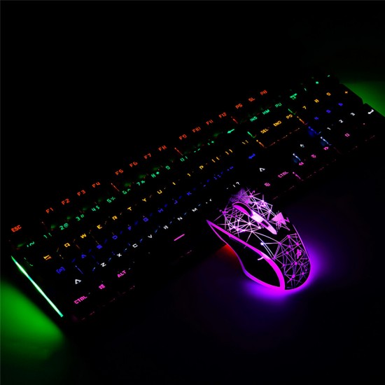 Mechanical Keyboard & Mouse Combo 104 Keys Wired Game Keyboard 2400DPI Programmable Buttons Gaming Mouse with RGB Backlight Mechanical Keyboard & Mouse Combo 104 Keys Wired Game Keyboard 2400DPI Programmable Buttons Gaming Mouse with RGB Backlight