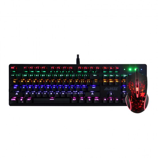 Mechanical Keyboard & Mouse Combo 104 Keys Wired Game Keyboard 2400DPI Programmable Buttons Gaming Mouse with RGB Backlight