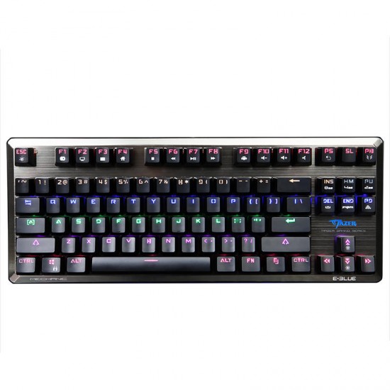 K727 87 Keys USB Wired Mixed Backlit Mechanical Gaming Keyboard Blue Switch Black Switch