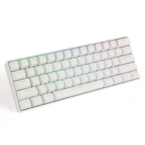 60% Mechanical Keyboard bluetooth 5.0 Type-C Outemu Switch PBT Double Shot Keycap RGB White Case Gaming Keyboard