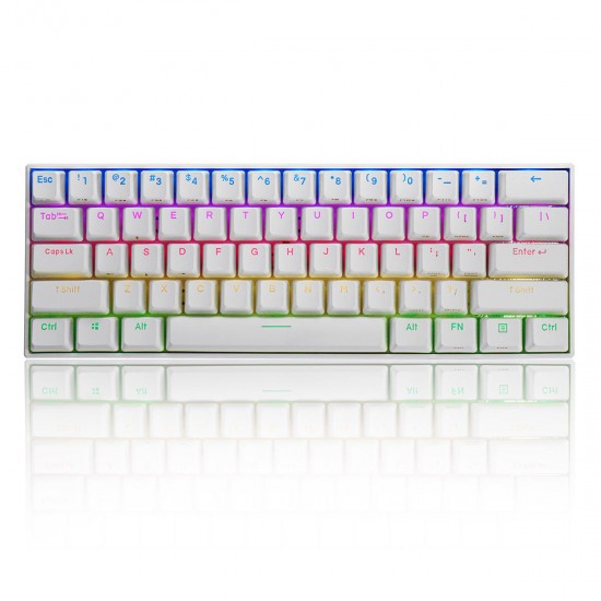60% Mechanical Keyboard bluetooth 5.0 Type-C Outemu Switch PBT Double Shot Keycap RGB White Case Gaming Keyboard