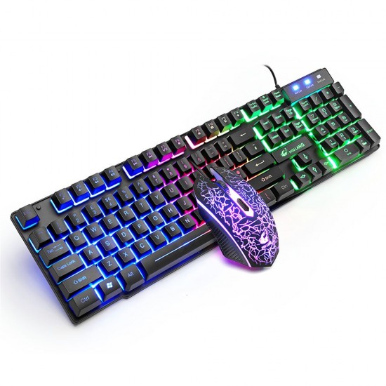 T11 Wired Mechanical Keyboard Game Mouse Rainbow RGB Backlight Keypad for Computer PC Laptop