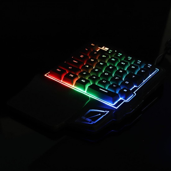 GK103 35 Keys LED Backlight Wired Single Hand Gaming Keyboard with Ergonomic Support Mechanical Feeling For PUBG and LOL Game