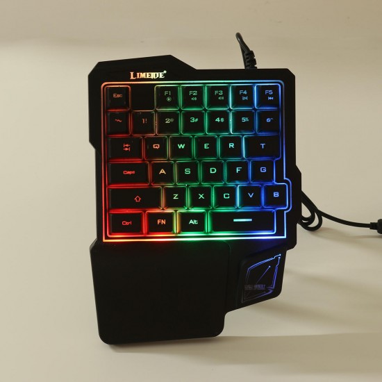 GK103 35 Keys LED Backlight Wired Single Hand Gaming Keyboard with Ergonomic Support Mechanical Feeling For PUBG and LOL Game