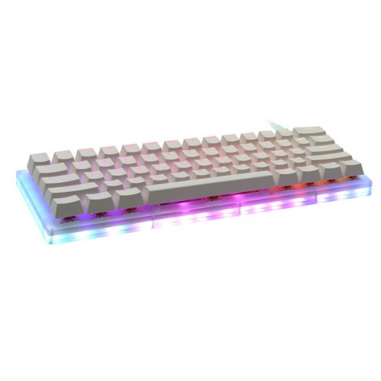 K61 61 Keys Mechanical Gaming Keyboard Hot Swappable Type-C 3.1 Wired USB Translucent Glass Base Gateron Switch ABS Two-color Keycap RGB Gaming Keyboard