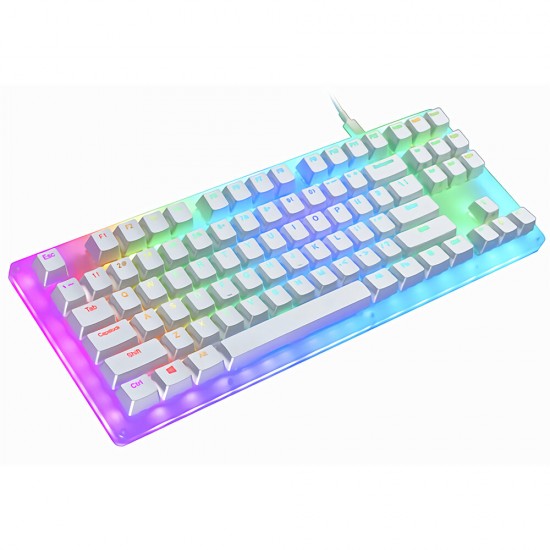 87 Keys Mechanical Gaming Keyboard Hot Swappable Type-C Wired USB 3.1 Translucent Glass Gaming Keyboard