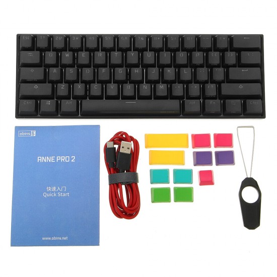 Anne Pro 2 61 Keys Mechanical Gaming Keyboard 60% bluetooth 4.0 Type-C RGB Keyboard