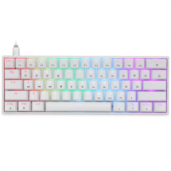 GK61 61 Keys Mechanical Gaming Keyboard Hot Swappable Gateron Optical Switch RGB Type-C Programmable 60% Layout Gaming Keyboard