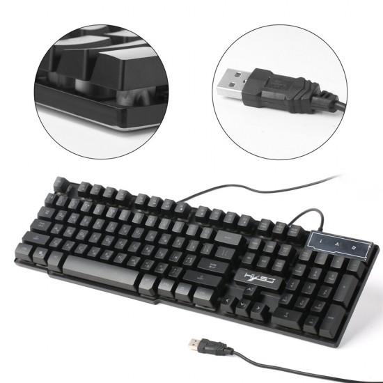 R8 Wired Russian Gaming Keyboard 104 Keys 3 Colors LED Backlight Keyboard for Computer Laptop PC Gamer