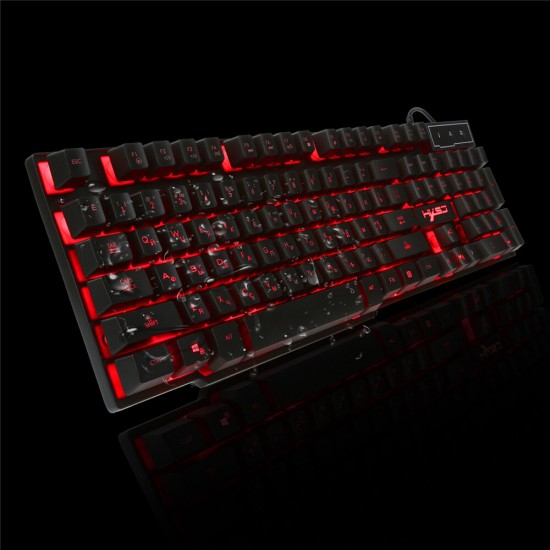 R8 Wired Russian Gaming Keyboard 104 Keys 3 Colors LED Backlight Keyboard for Computer Laptop PC Gamer