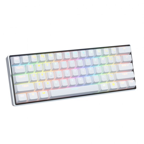 VE SnowFox 61 Keys Mechanical Gaming Keyboard 60% bluetooth 5.1 Type-C Dual Mode PBT Keycap Gateron Axis Switch Hotswappable Switches RGB Backlight Keyboard with Full Keys Programmable