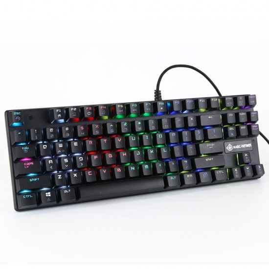 1506 87 Keys USB Wired Keyboard Blue Switch RGB Backlight Mechanical Gaming Keyboard