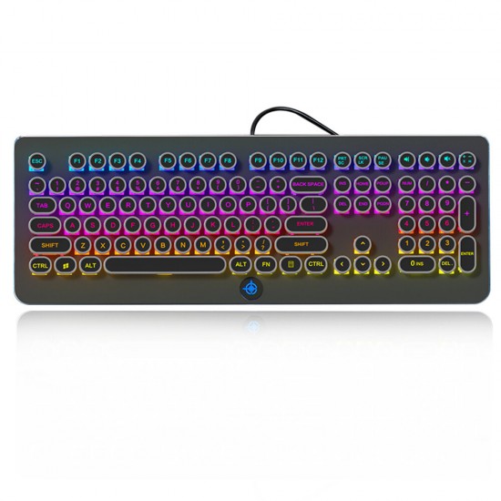 MK9 108 Keys Wired Mechanical Keyboard USB Retro Round Keycap RGB Backlit Gaming Keyboard