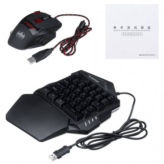 One-handed Keyboard Mouse Mouse Pad Wired Gaming Keypad Desktop RGB Keyboard Mouse Mat