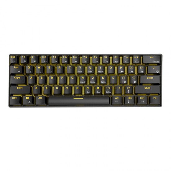 RK61 bluetooth Wired Dual Mode 60% Golden / Ice Blue Backlit Mechanical Gaming Keyboard