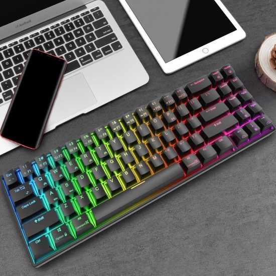 RK71 71 Keys Mechanical Gaming Keyboard Dual Mode bluetooth 3.0 + USB Wired RGB Backlit Mechanical Keyboard