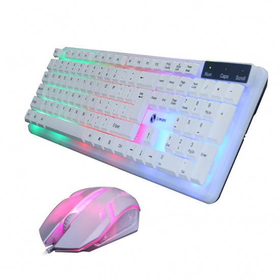 T11 Wired Gaming Keyboard & Mouse Set RGB Backlight 1200DPI Gaming Mouse 104 Keys Mechanical Feeling Keyboard Combo