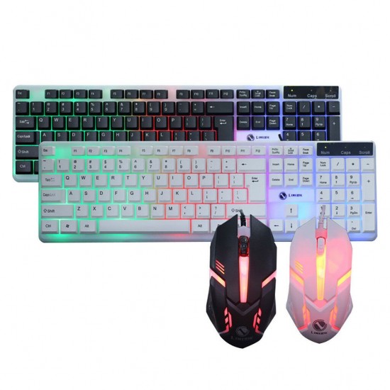 T11 Wired Gaming Keyboard & Mouse Set RGB Backlight 1200DPI Gaming Mouse 104 Keys Mechanical Feeling Keyboard Combo